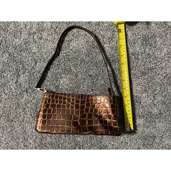 Kenneth Cole Reaction Brown/Copper Faux Alligator Print Clutch Shoulder purse - Picture 15 of 16